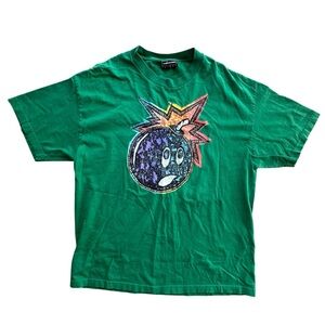 THE HUNDREDS x Mens Womens Green Bowling Ball Face Graphic T l SIZE XL